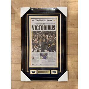 Michigan Wolverines 2024 CFP Detroit Free Press Newspaper front page Framed